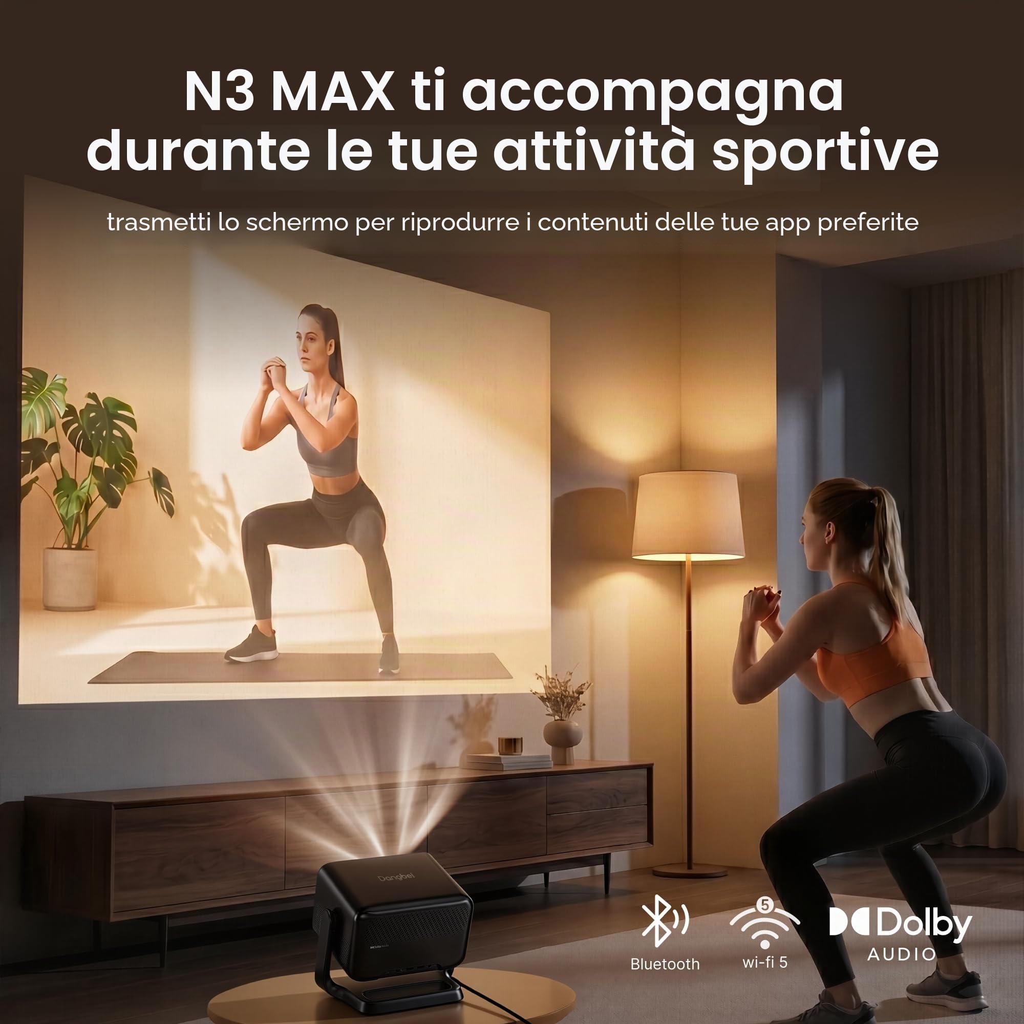 Dangbei N3 Max Proiettore 4K Supportato【VIDAA OS | 1000 ISO Lumen】 Proiettore intelligente 1080P Nativo, Proiettore Video Home Cinema, con Netflix ufficiale, controllo vocale, HDR10, WiFi5, Bluetooth