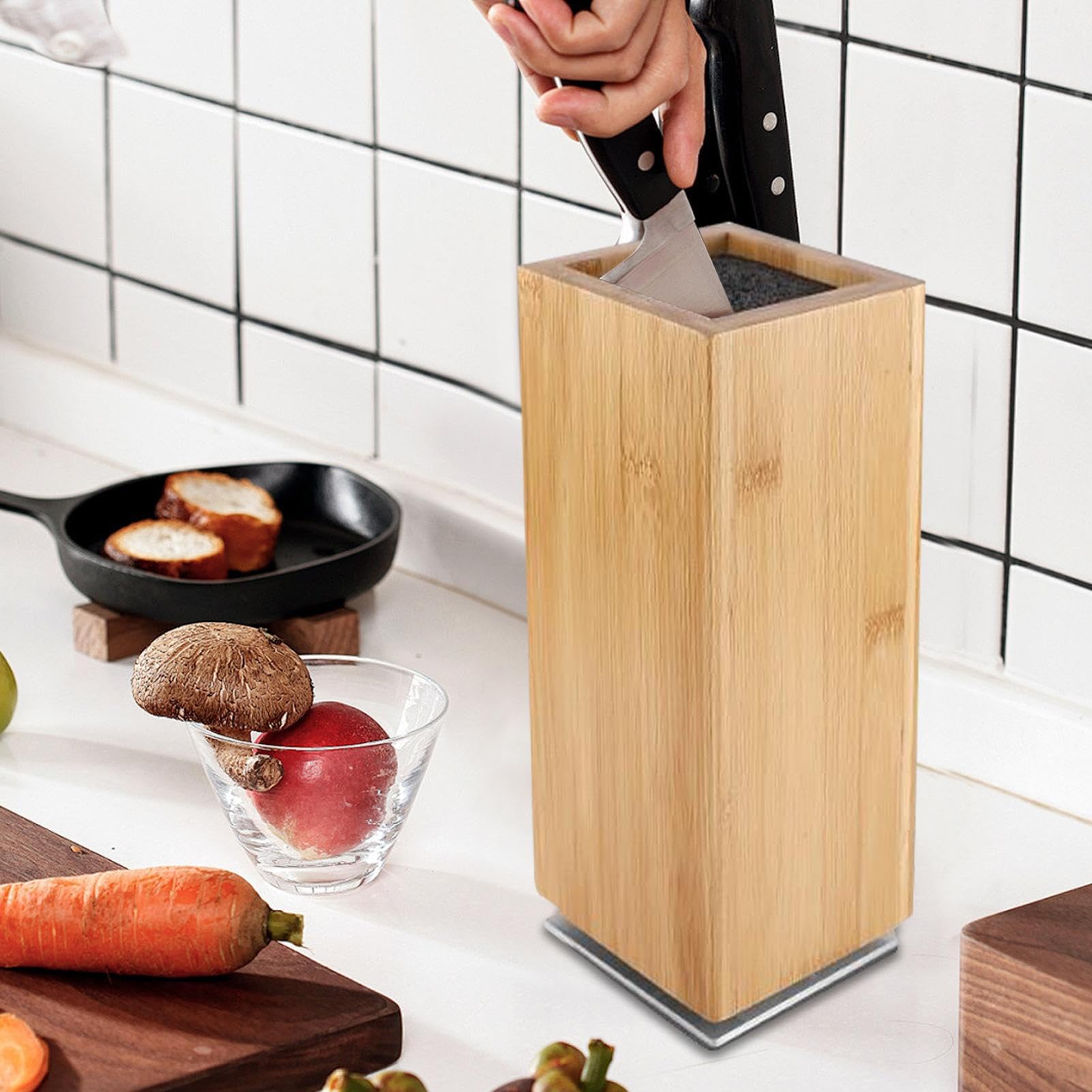 Magnetischer Messerhalter Drehbarer vertikaler Magnet-Holzständer | Holz-Messerorganizer Für Küche für Zuhause, Küchenchefs, Köche, Kochbegeisterte, Restaurant, Foodtruck, Café, Bar,