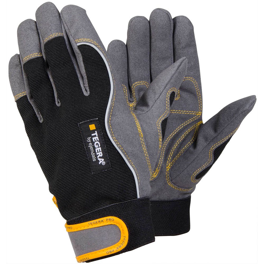 Ejendals Handschuh "Tegera 9200" aus Synthetikleder, Größe 9, 1 Stück, schwarz/grau/gelb, 9200-9