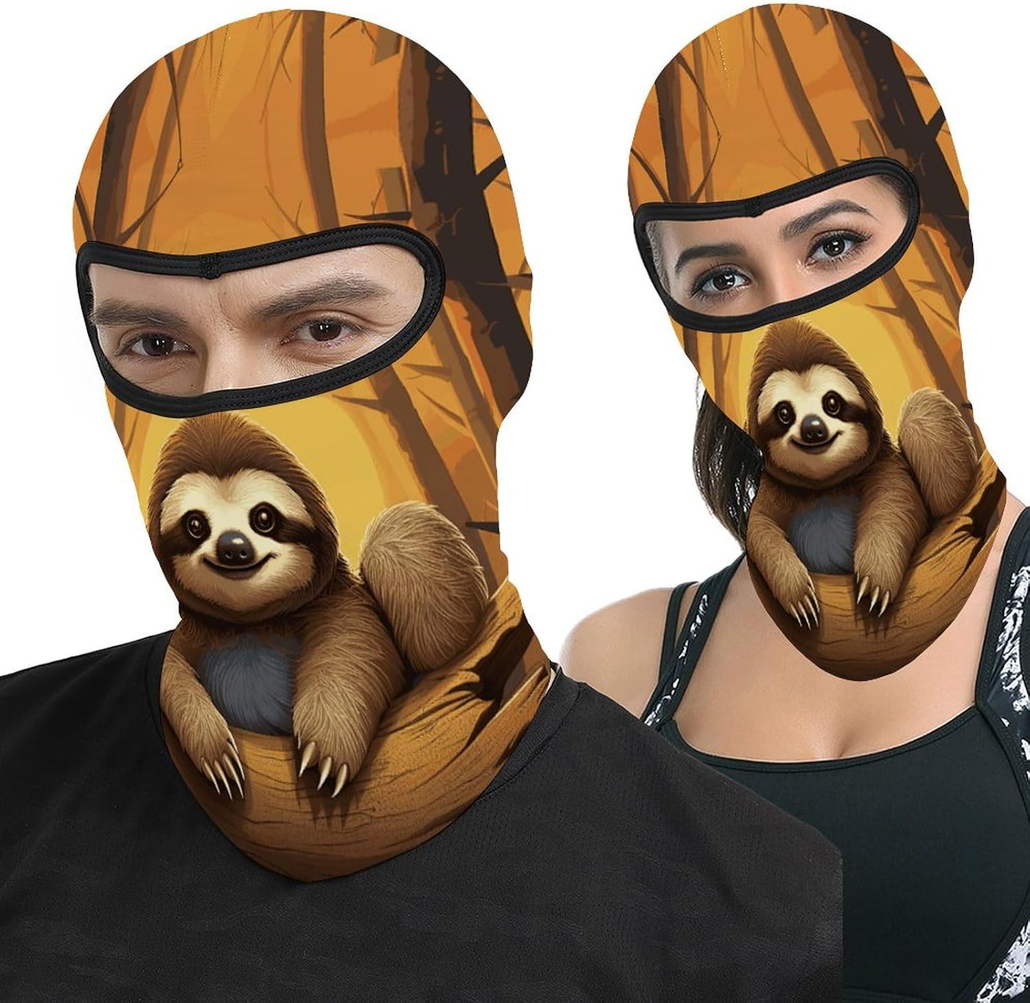 Ski Mask for Men Women Cute Funny Sloth Printed Full Mask Balaclava Cover Neck Warmer Hat UV Protection Outdoor Sports