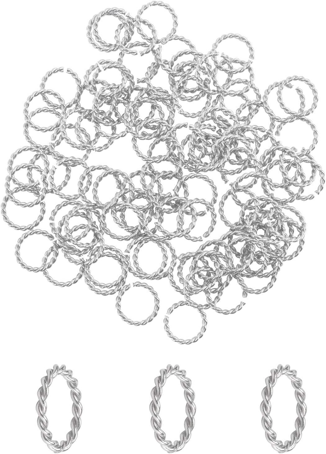 UNICRAFTABLE 100pcs 304 Stainless Steel Close but Unsoldered Jump Rings Open Jump Rings Twisted Connector Rings for Necklace DIY Jewelry Making 12x1.5mm