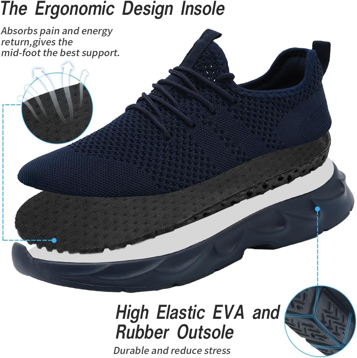 Womens Running Shoes Lightweight Breathable No Slip Sneakers Gym Athletic Workout Casual Sports Walking Tennis Shoes Dark_Blue 6.5 - Image 7