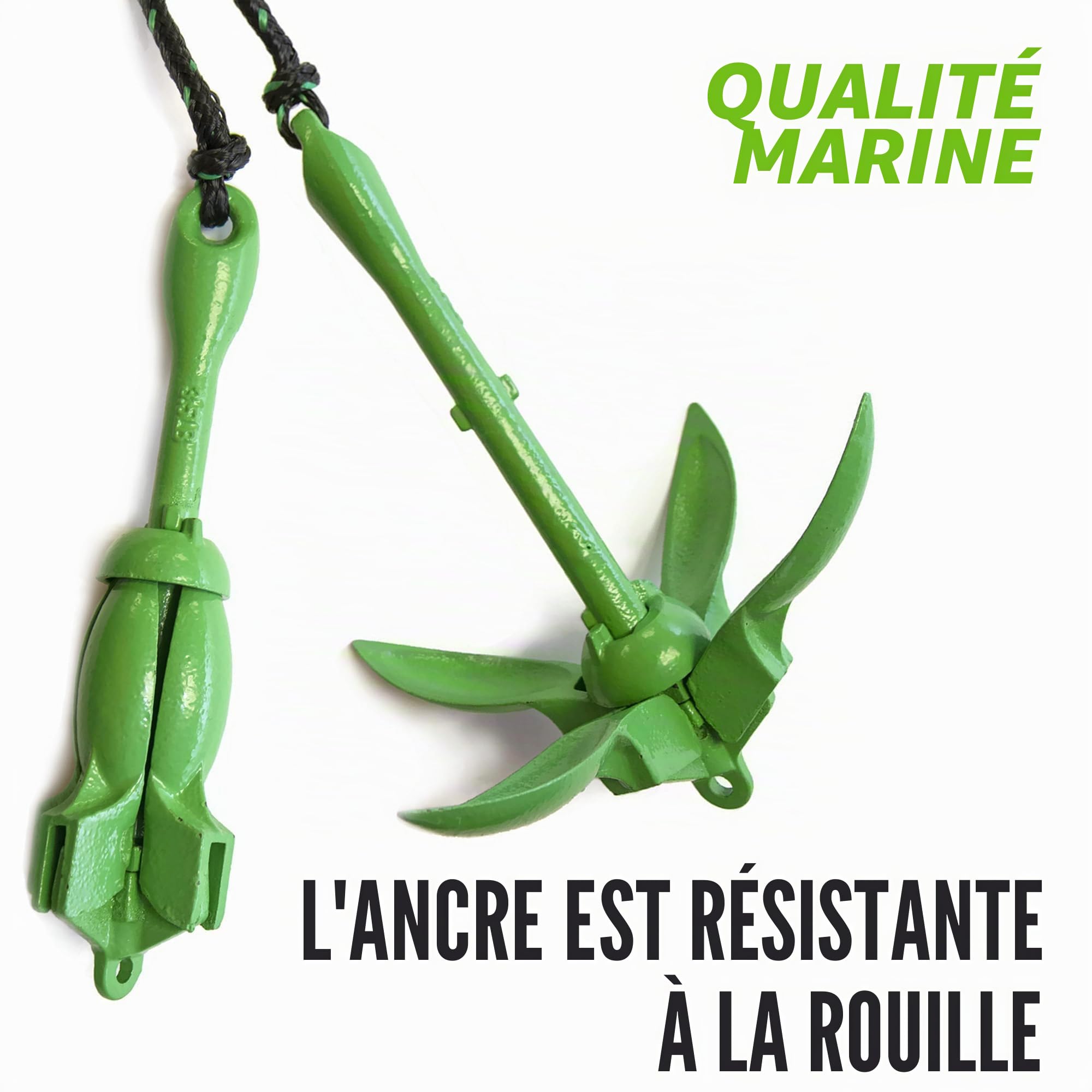 Gradient Fitness| Ancre Marine, Ancre Pliante de 3,5 LB, kit d'ancrage de Kayak à grappin également pour canoës, Planches à pagaie (Sup), Ancre de Jet Ski (3,5 LB)