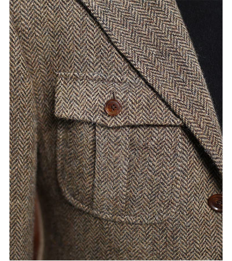Men's Vintage Wool Blazer Herringbone Jacket Wool Blend Blazer Casual Sport Coats3