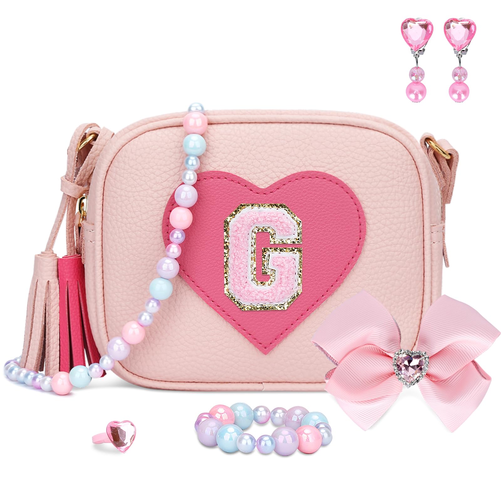 KKXIU Gifts for 3 4 5 6 7 8 Year Old Girls Initial Toddler Purse