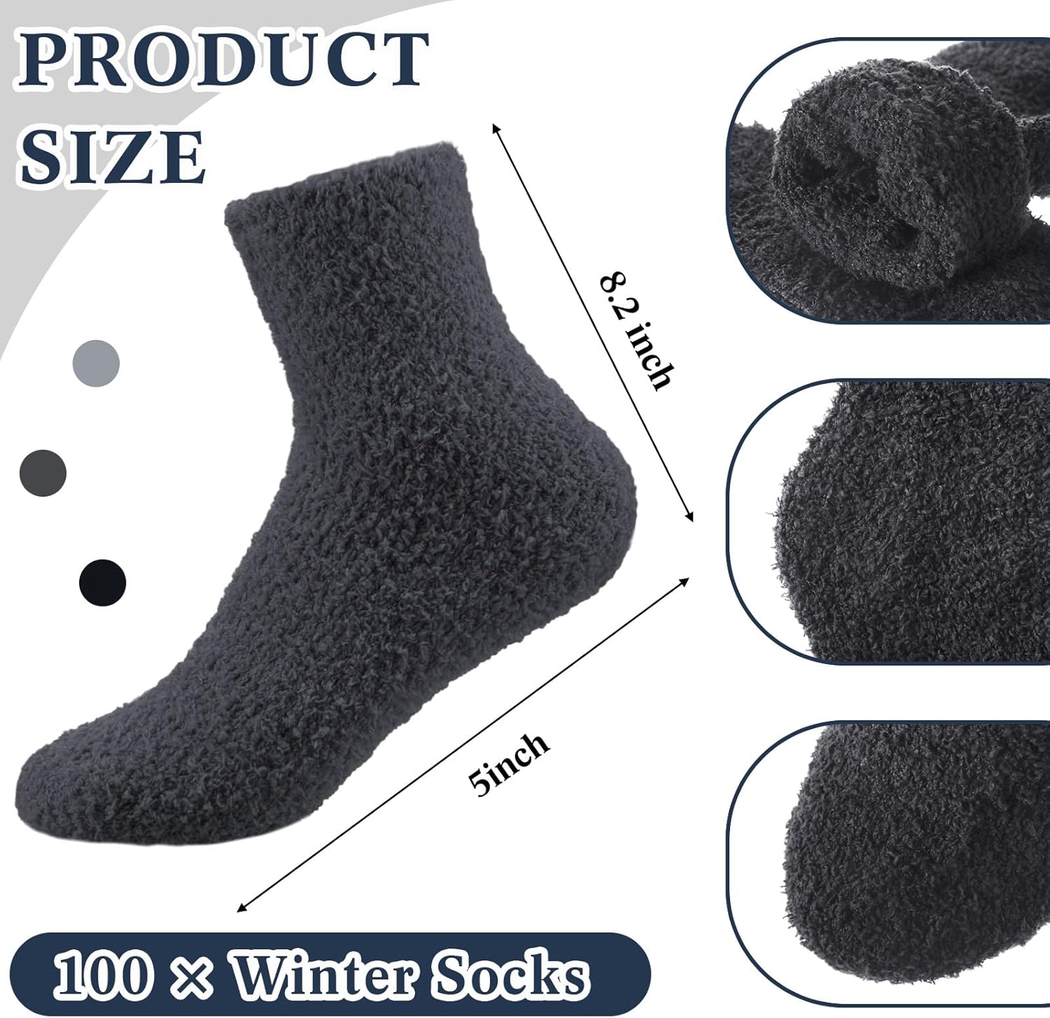 Cuffbow 100 Pairs Bulk Fuzzy Socks for Men Women Cozy Slipper Fluffy Socks Bulk Warm Gifts for Homeless - Image 2