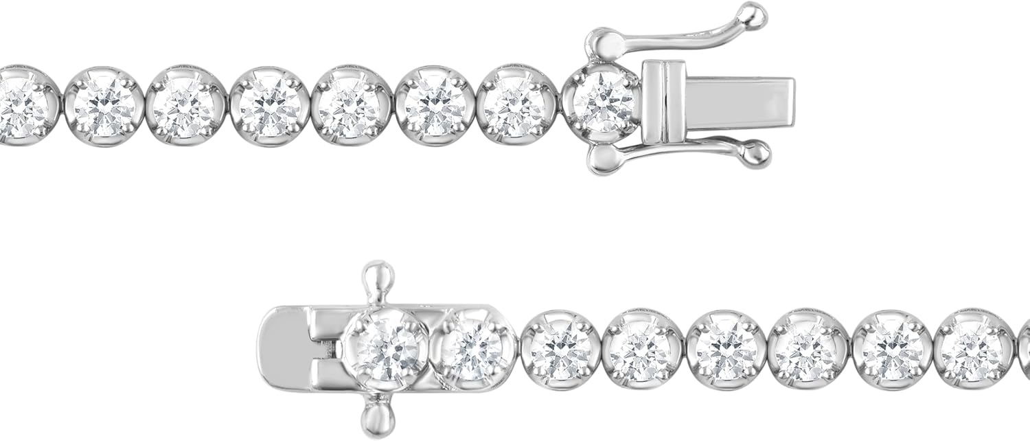 Belacqua 3 Carat Round Lab Grown Diamond Tennis Bracelet in Sterling Silver, 7 Inches Length, J-K Color, I1-I2 Clarity, Fine Jewelry for Women, Gift Box Included