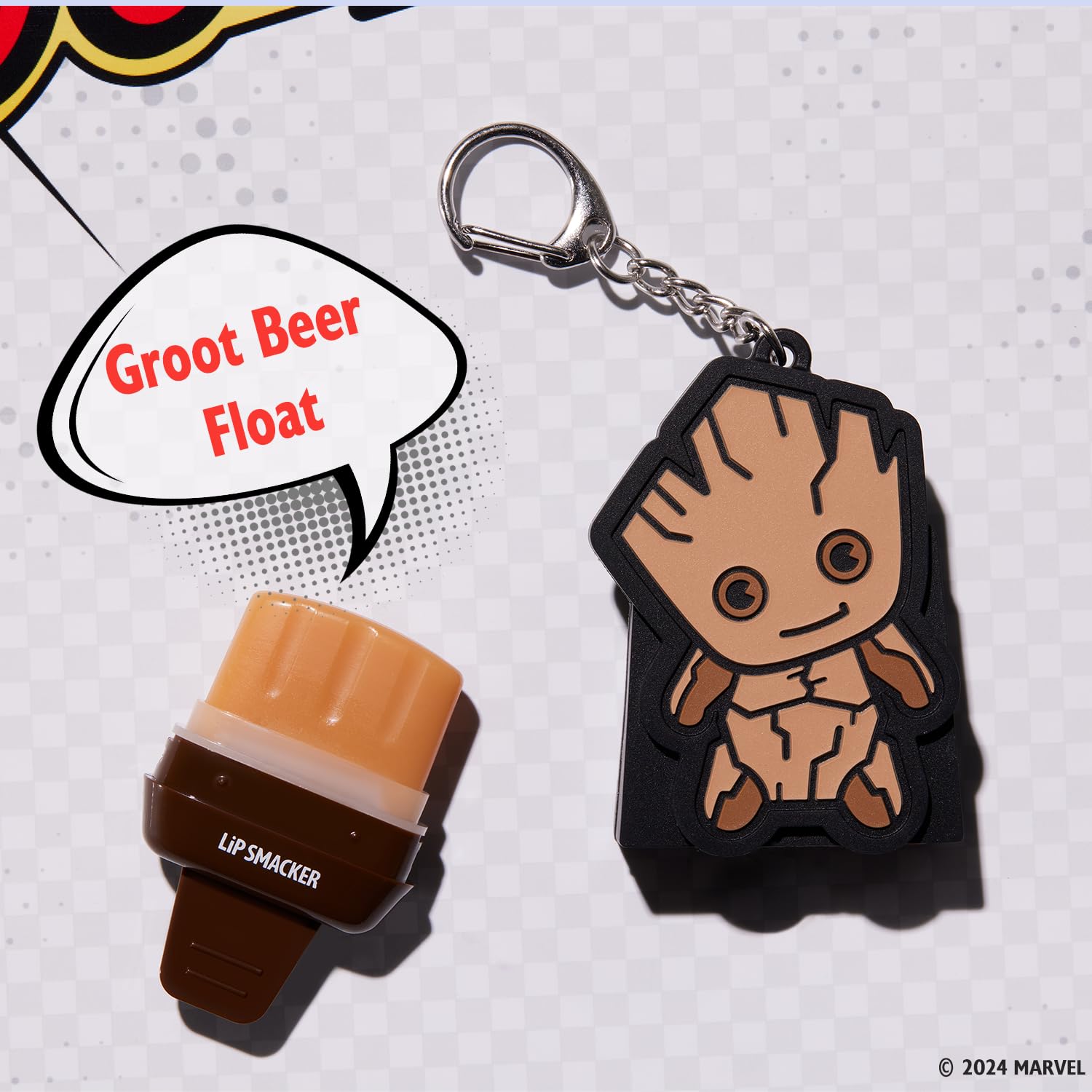 Lip Smacker Marvel Guardians of the Galaxy Lippy Pals, Clear & Glossy, Fun & Giftable, Cruelty Free – Groot Beer (Keychain) image 2