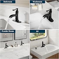 Vista 7 de Grifo de baño de bronce aceitado, montaje en cubierta de un solo agujero, diseño de boquilla de cascada, hecho de latón macizo, accesorios completos