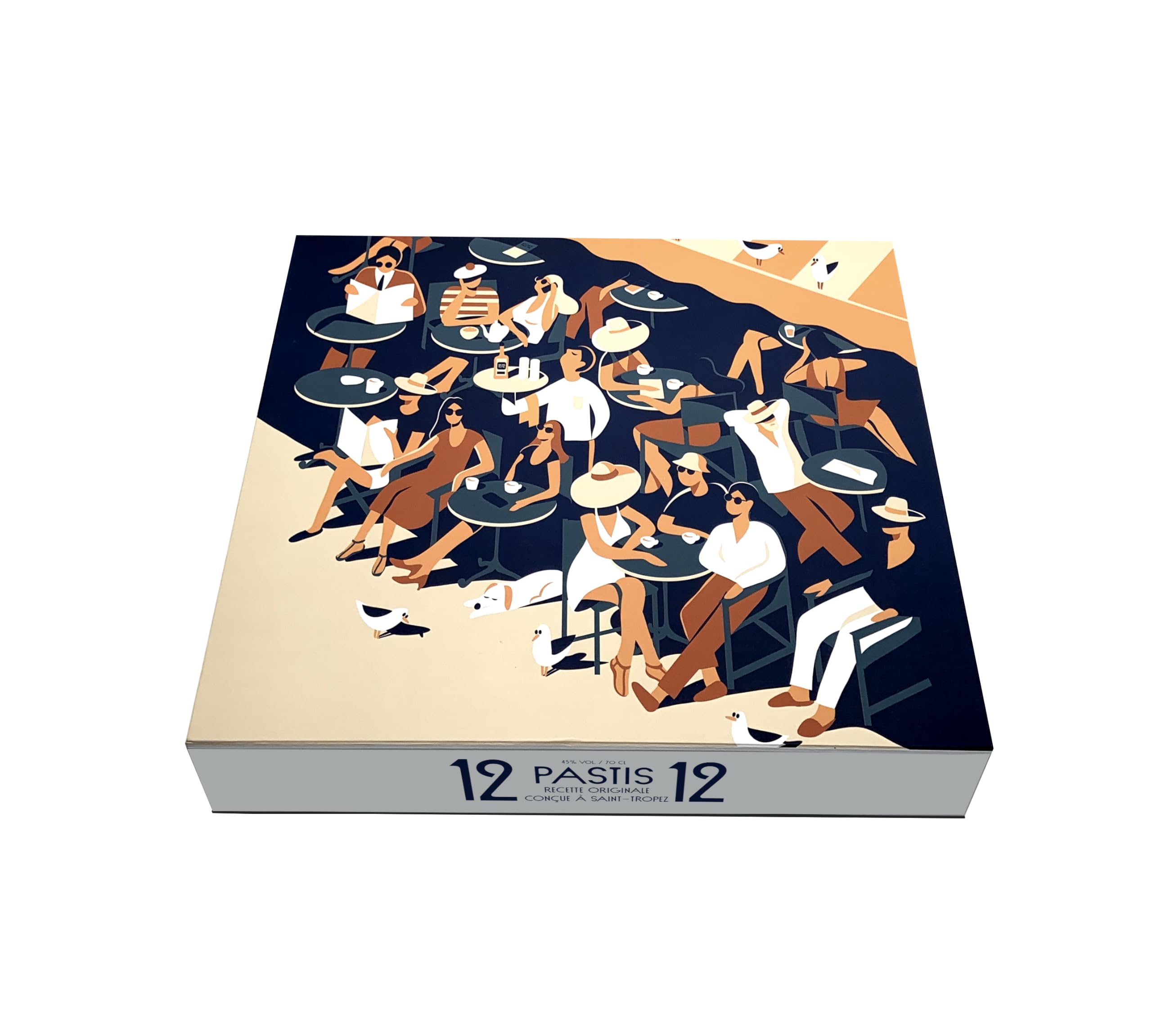 Pastis 12/12 Coffret Terrasse + Carafe et 2 verres 45° 70cl