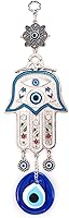 Vista 1 de Adorno colgante de pared de mano de madre Hamsa azul turco de Fátima contra el mal de ojo, amuleto de cuentas de nazar turco, regalo de amuleto
