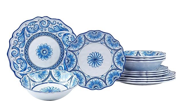 Dinnerware Set Veranda 12 Piece Blue Melamine - Thumbnail 2