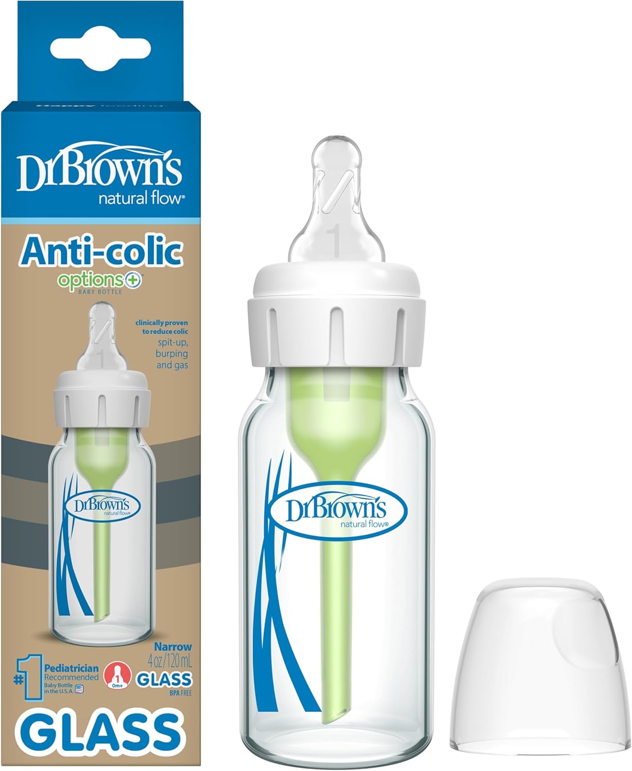 Dr. Brown’s Options+ Anti-Colic 120ml Narrow Glass Bottle