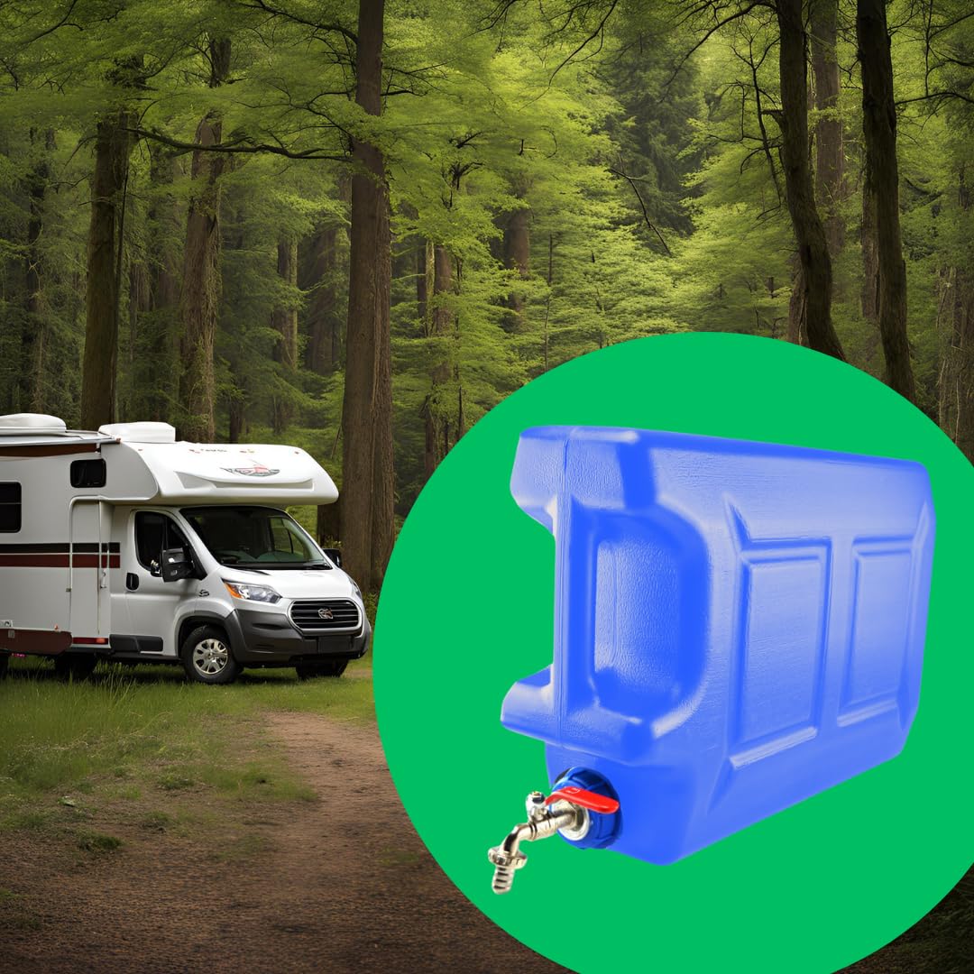 Bidón de agua con grifo – Bidón de agua con grifo 20 l – Depósito de agua para camping – Depósito de agua potable – Depósito de agua dulce – Azul