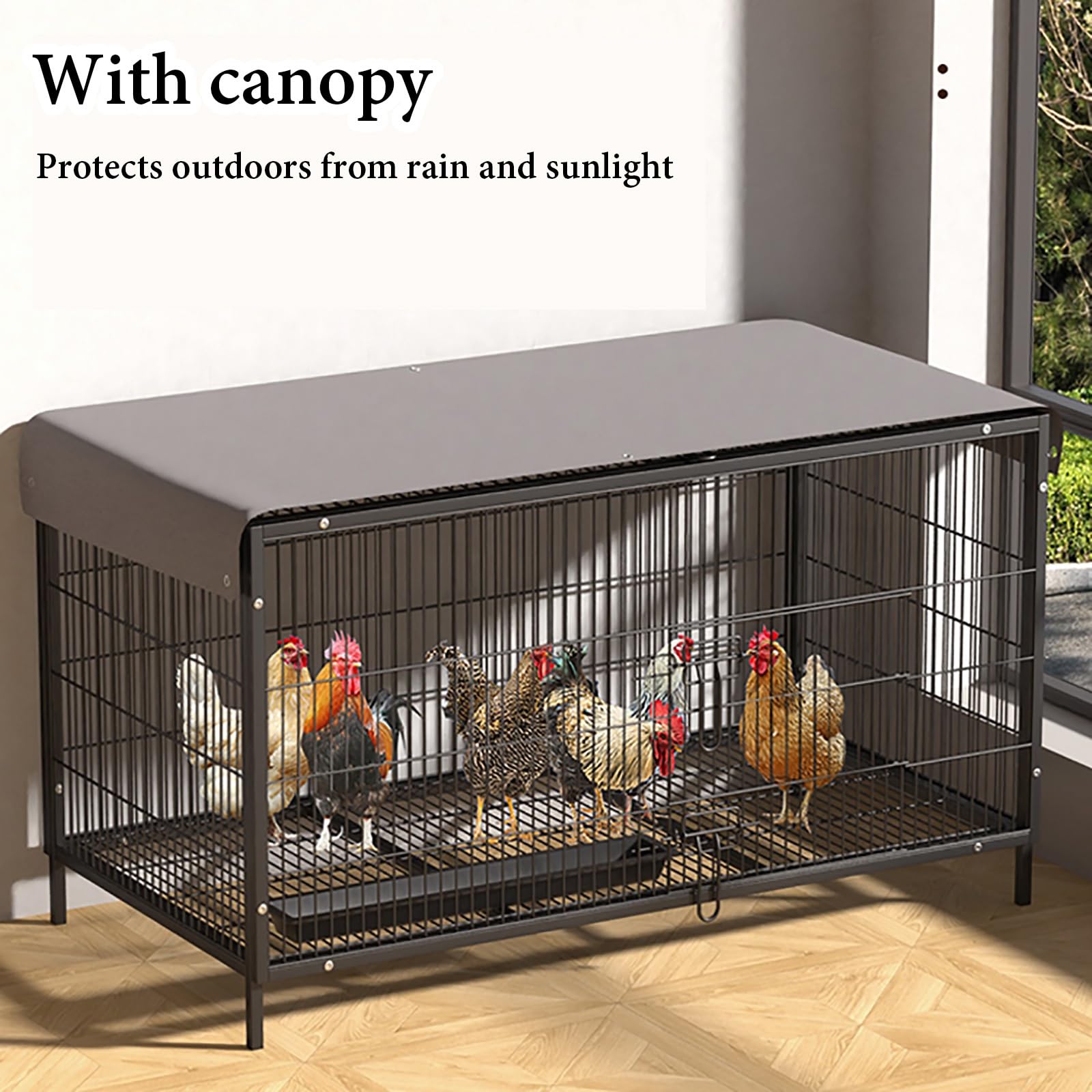Corral para aves de corral con toldo, parasol impermeable, gran espacio, fácil de limpiar, fuerte capacidad de carga, adecuado para todas las aves de corral