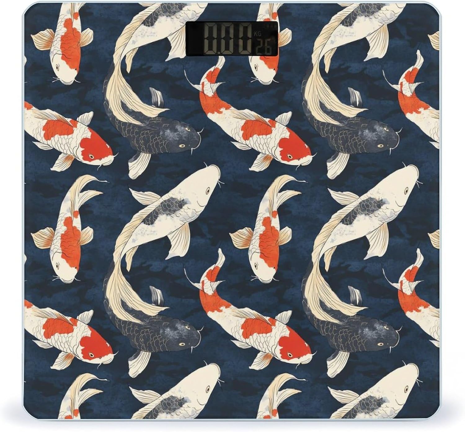 Japanese Fish Black White Red Scale for Body Weight Digital Bathroom Scale Round Corner Design LED Display High Precision Body Weight Scale