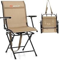 Vista 1 de Goplus Silla de Caza, Silla Plegable Giratoria de 360° para Puesto de Caza con Correa de Transporte, Capacidad de 330 Libras, Taburete Portátil