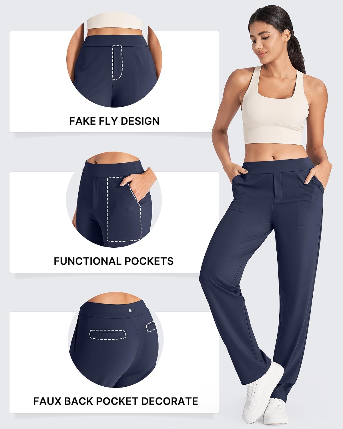 G4Free ShiftReady Women's Dress Work Pants with Pockets Yoga Straight Leg image 5