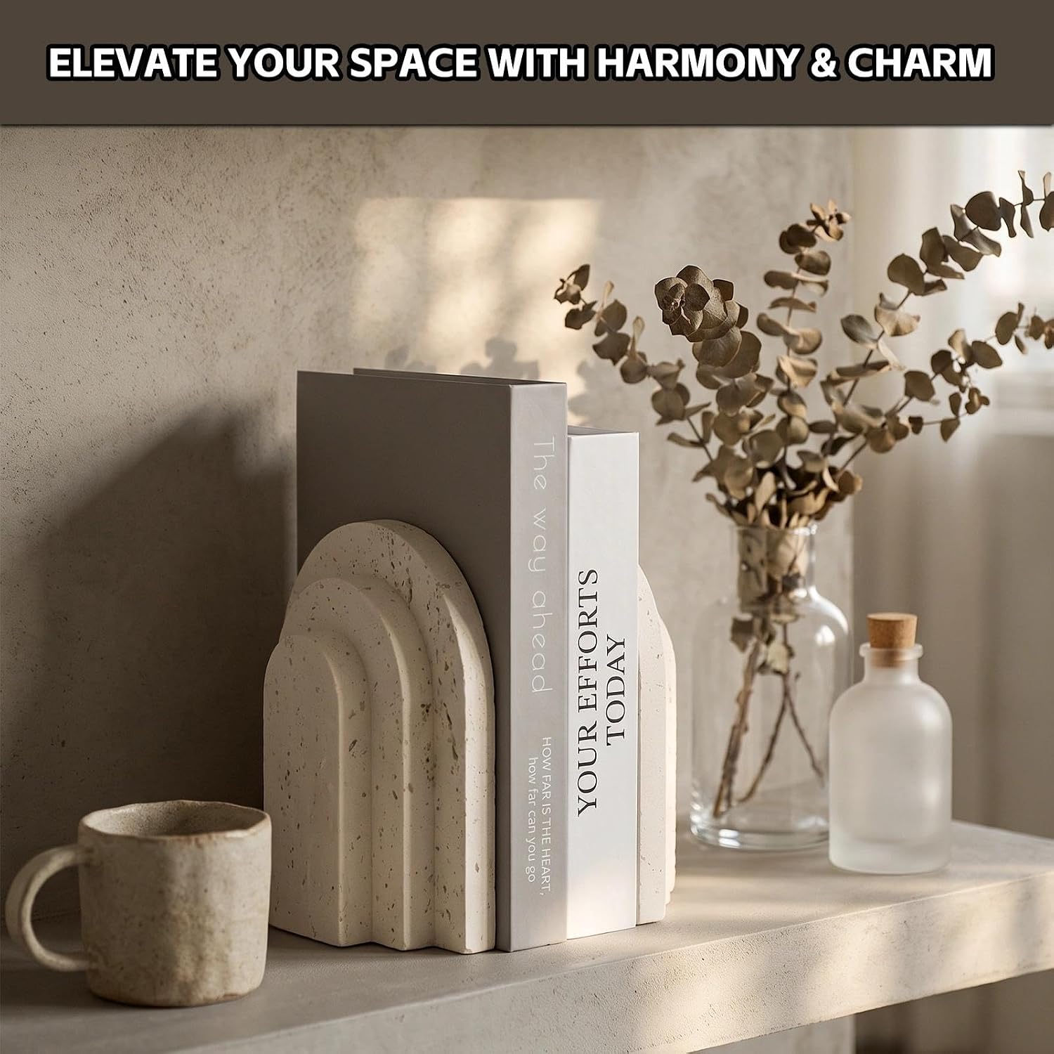 Decorative Bookends for Shelves, Heavy Duty Resin Book Stoppers for Books