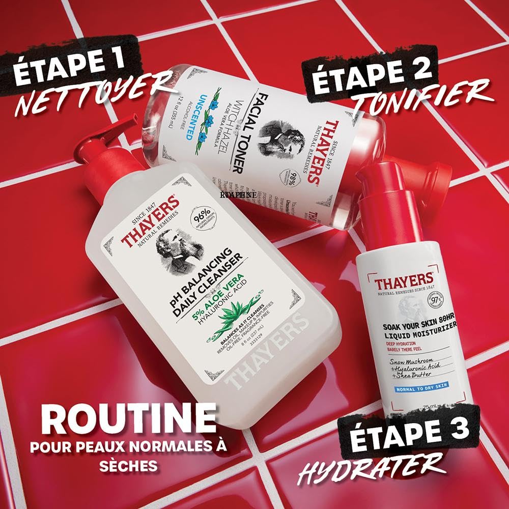 THAYERS Soak It Up 80HR Sıvı Nemlendirici, Hyaluronik Asit ve Kar Mantarlı Yüz Nemlendirici, Dermatolog Normal ve Kuru Ciltler için Test Edilmiş Cilt Bakımı, 2.5 oz
