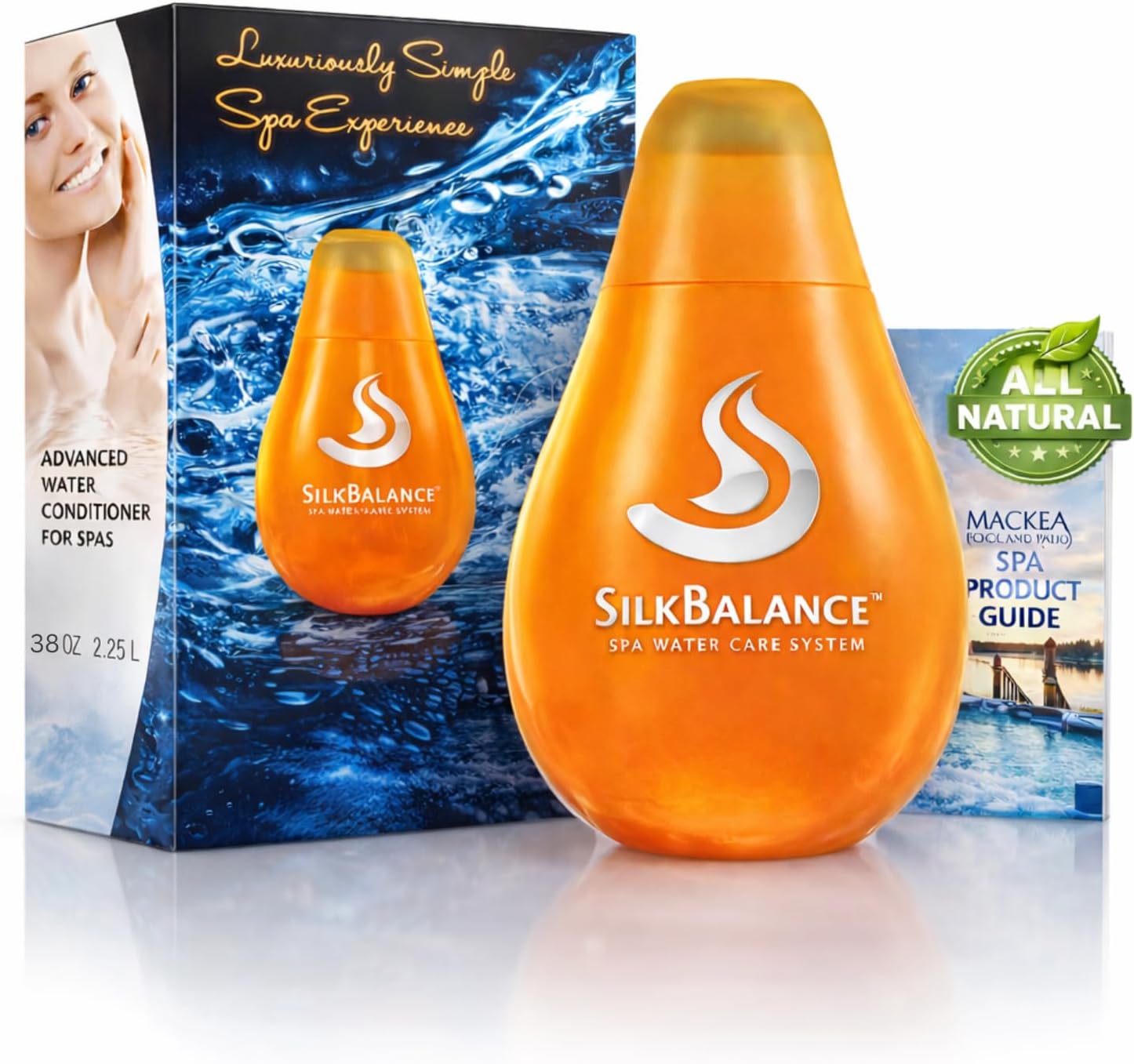 Macke Pool & Patio Silk Balance hot tub solution 76oz or 38oz, Oil-Absorbing Sponge for Spas, Natural Treatment to Keep pH Alkalinity Balanced Tubs, Spa, SILKBALANCE Water Care (38oz)