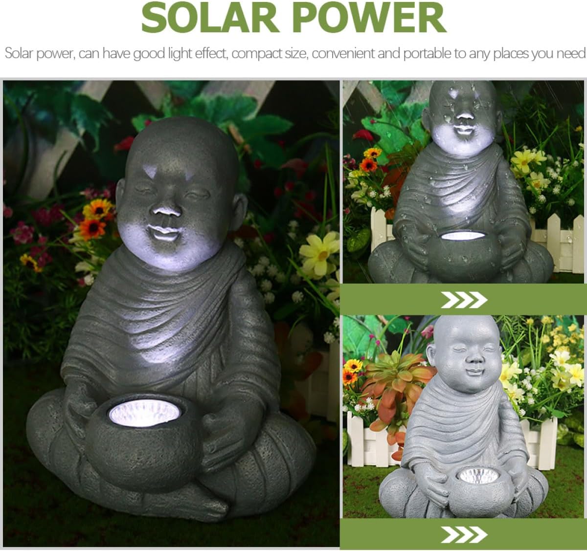 Alasum Monk Solar Light Outdoor Yard Light Decor Waterproof Solar Lamp for Garden Patio Lawn Landscape Lighting Decorative Figurine