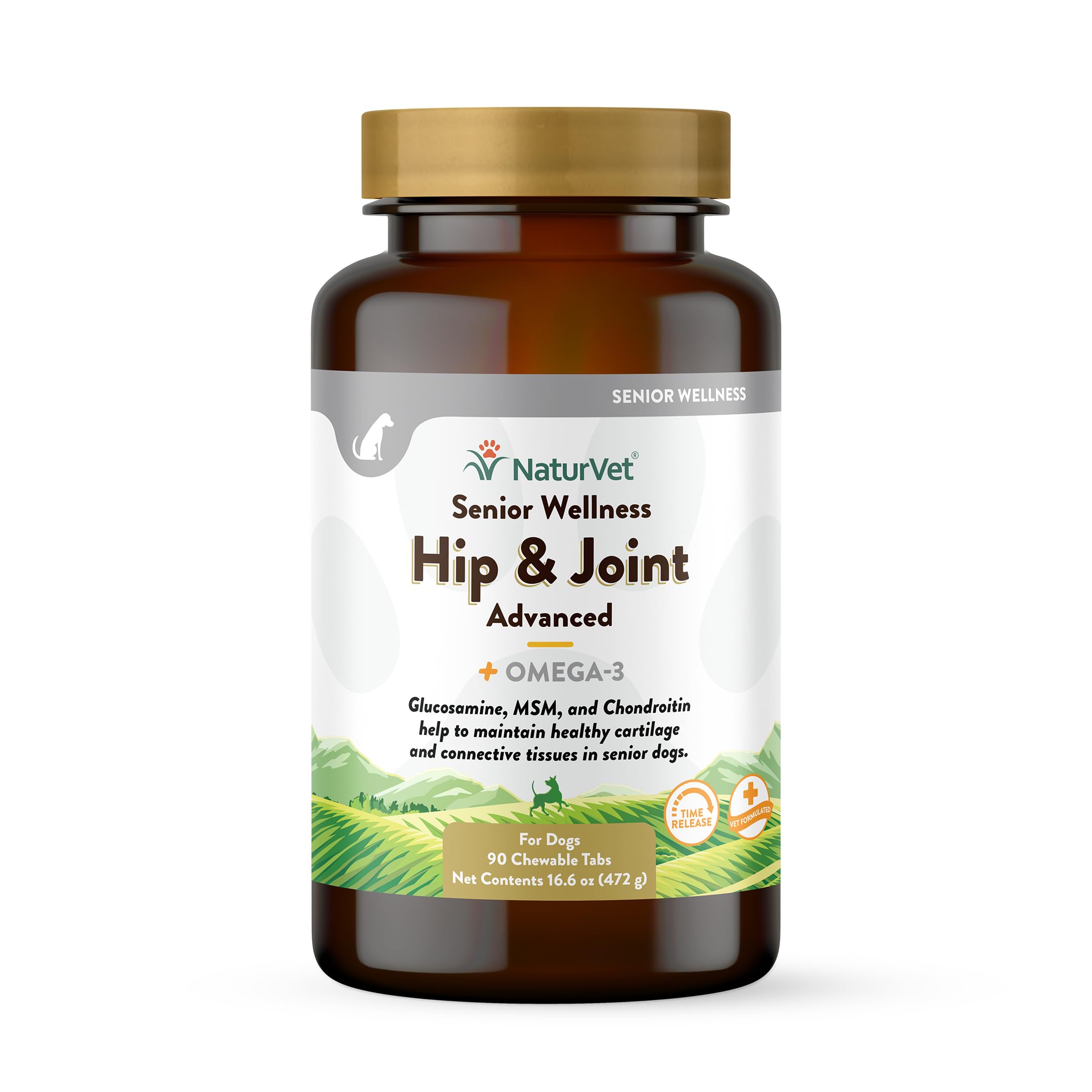 Senior Wellness Hip & Joint Advanced Plus Omegas | Help Support Your Pet’s Healthy Hip & Joint Function | Supports Joints, Cartilage & Connective Tissues | 90 Time Release Tablets