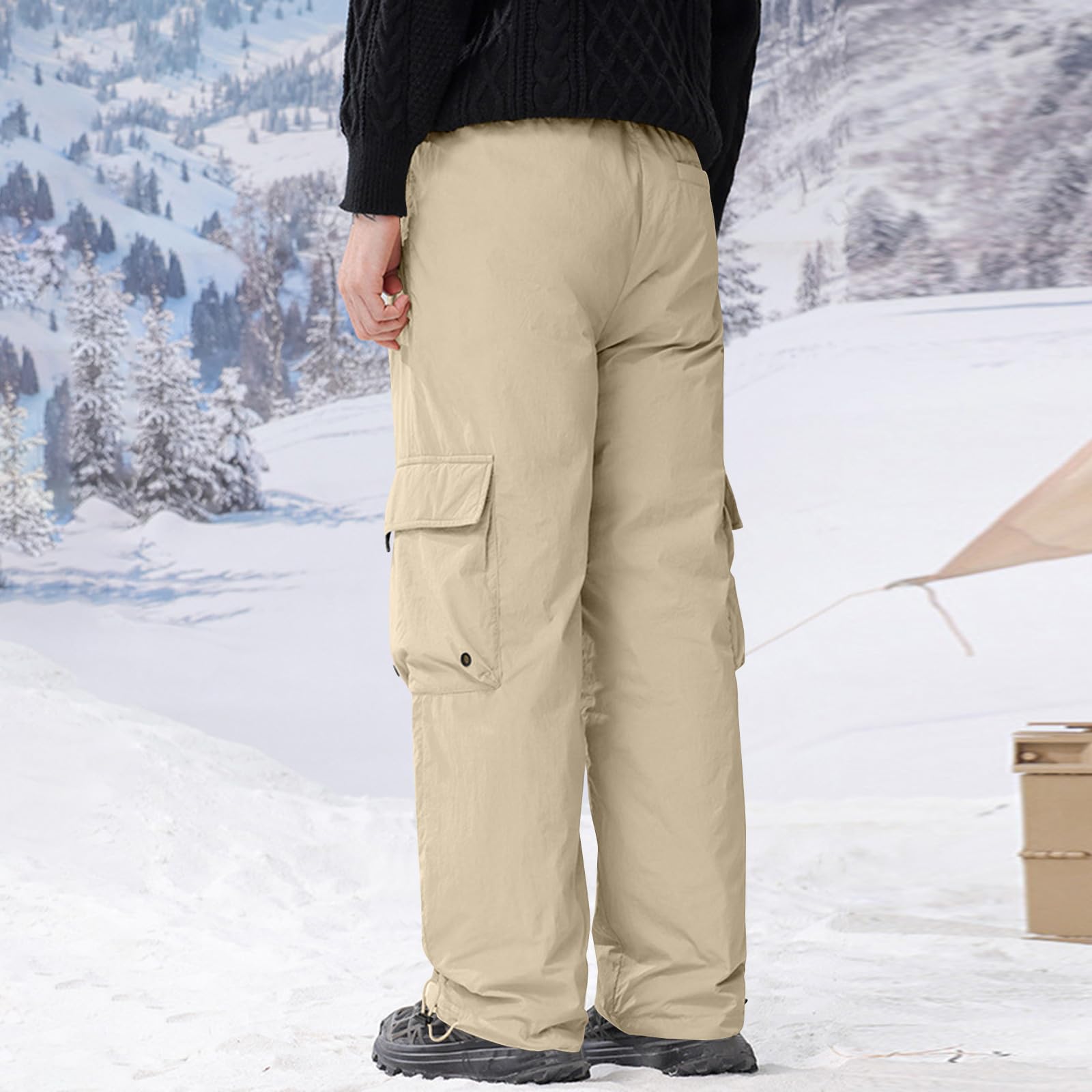 Generisch Skihose Damen Baggy Snowboardhose Ski Hose Snowboardhose Oversize Schneehose mit Hosenträgern für Frauen - Wasserdicht Winddicht Atmungsaktiv Warm Outdoor Hosen für Damen