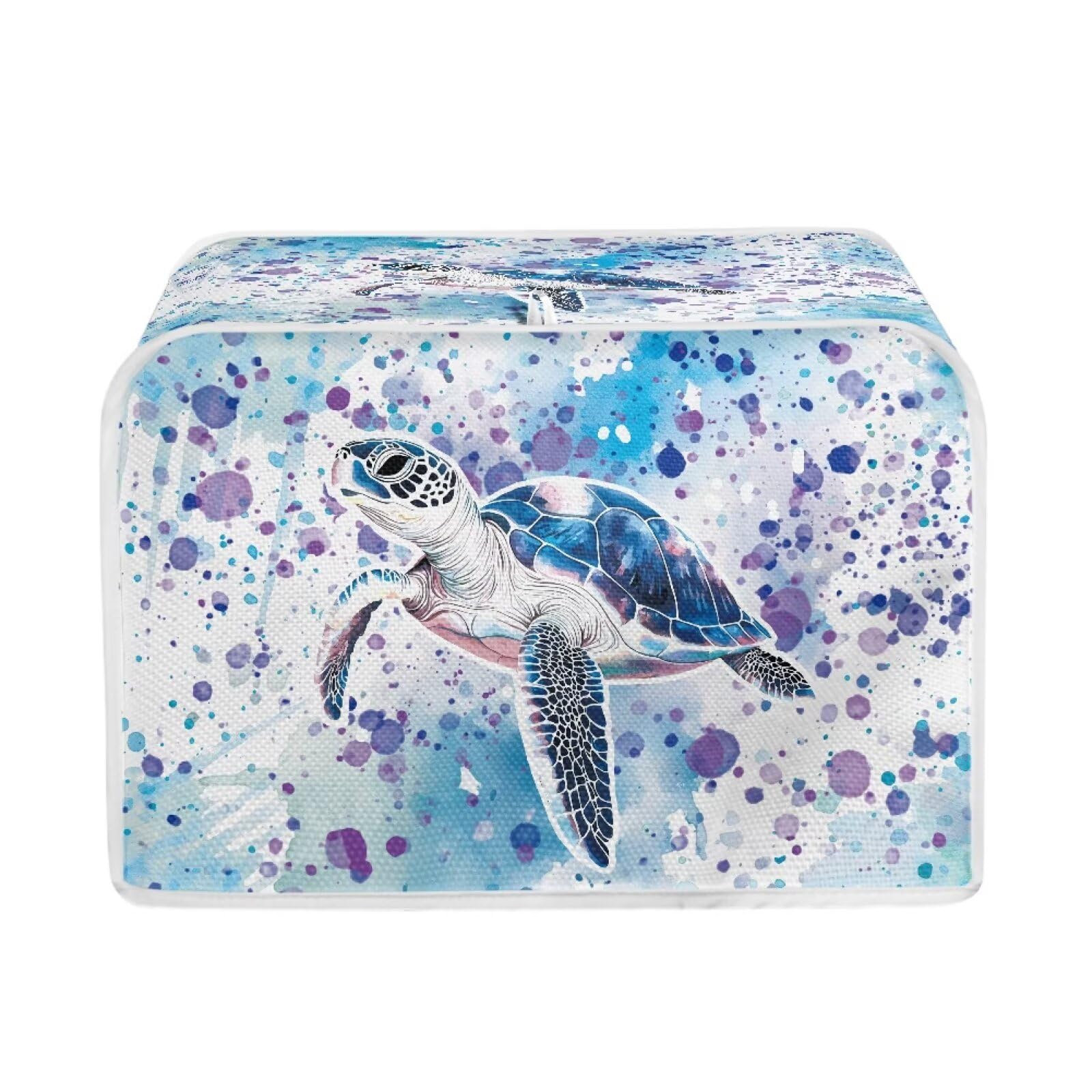 Talayituse Turtle Paint Splatter Print Toaster Cover 2 Slice Wide Slot, Lightweight Bread Maker Cover Dust Protection Washable Appliance Bag, S