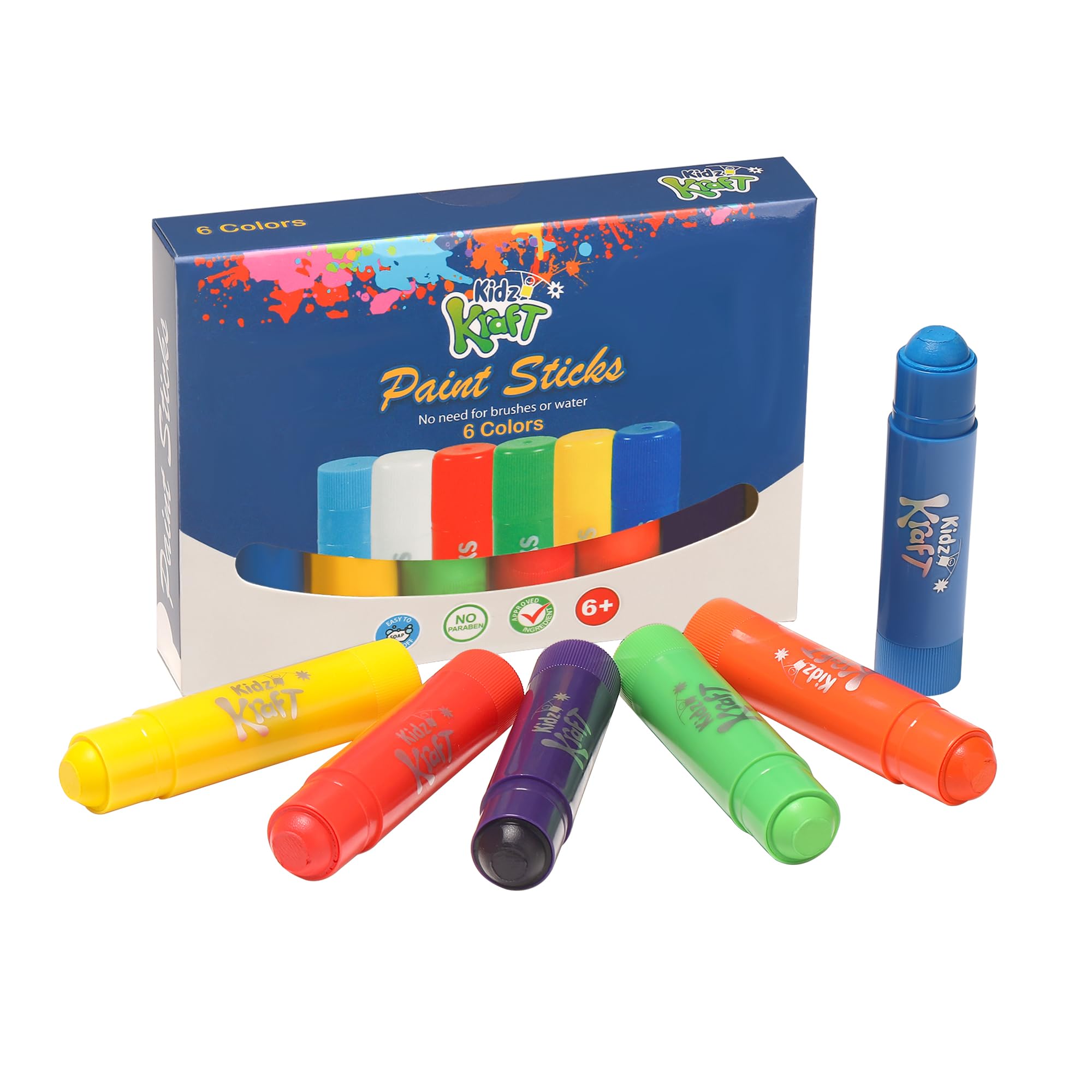 Domtek Multi Colour Paint Sticks For Children – Pack Of Assorted Paint Sticks, Mess Free Colouring And Washable Painting Set For Children; Uncap And Twist Multi-Surface Paint Sticks For Kids Size 6