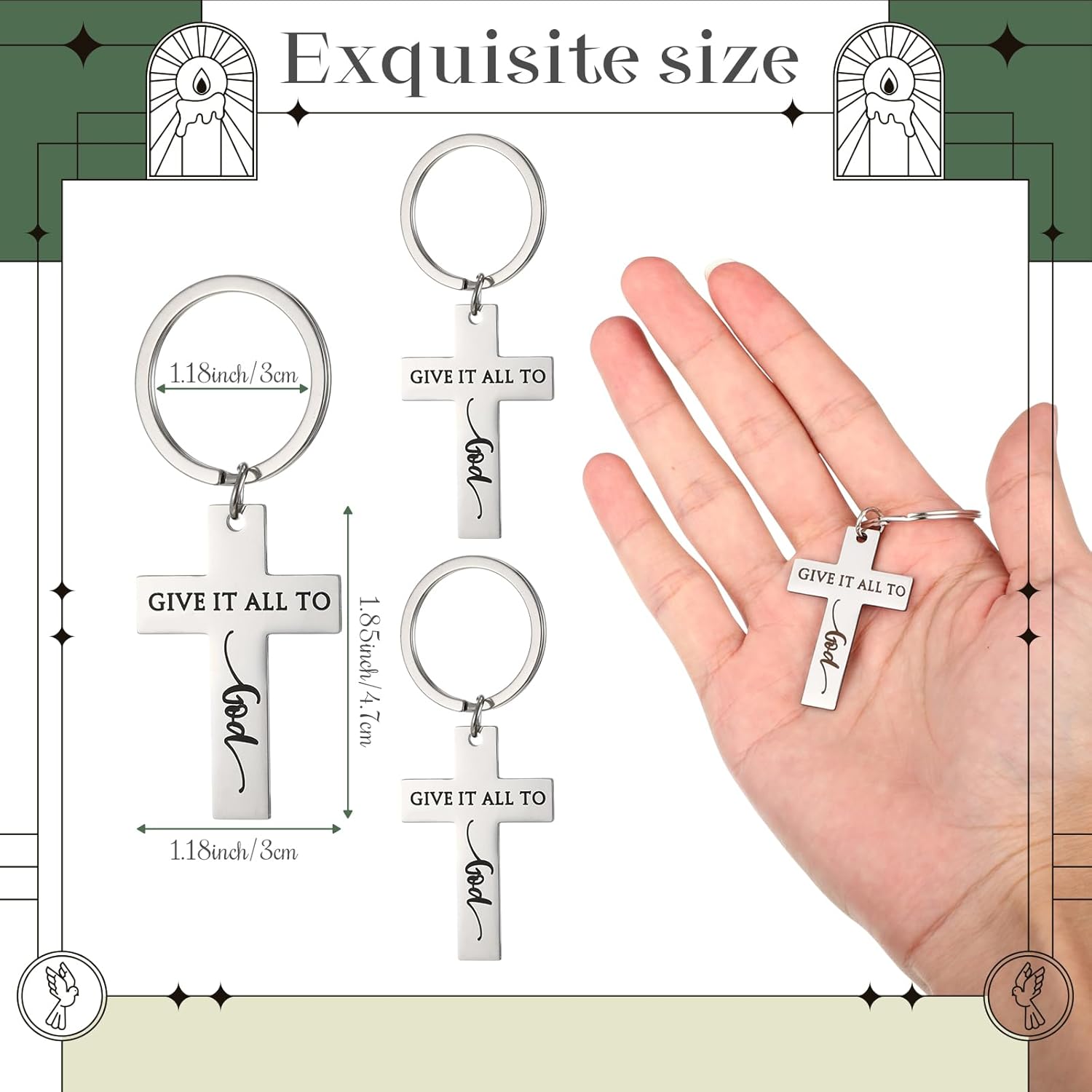 Christian Gifts Buk Rleligious Jesus Keychains with Inspirational Faith Gift Card for Christian Men Women - Image 2