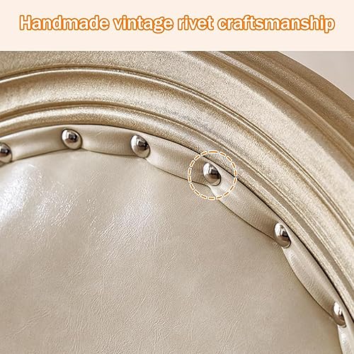 Miniatura 7 de Juego de 4 sillas de comedor de campo francés, sillas de comedor tapizadas de granja, silla de cocina con respaldo redondo y patas de madera, silla