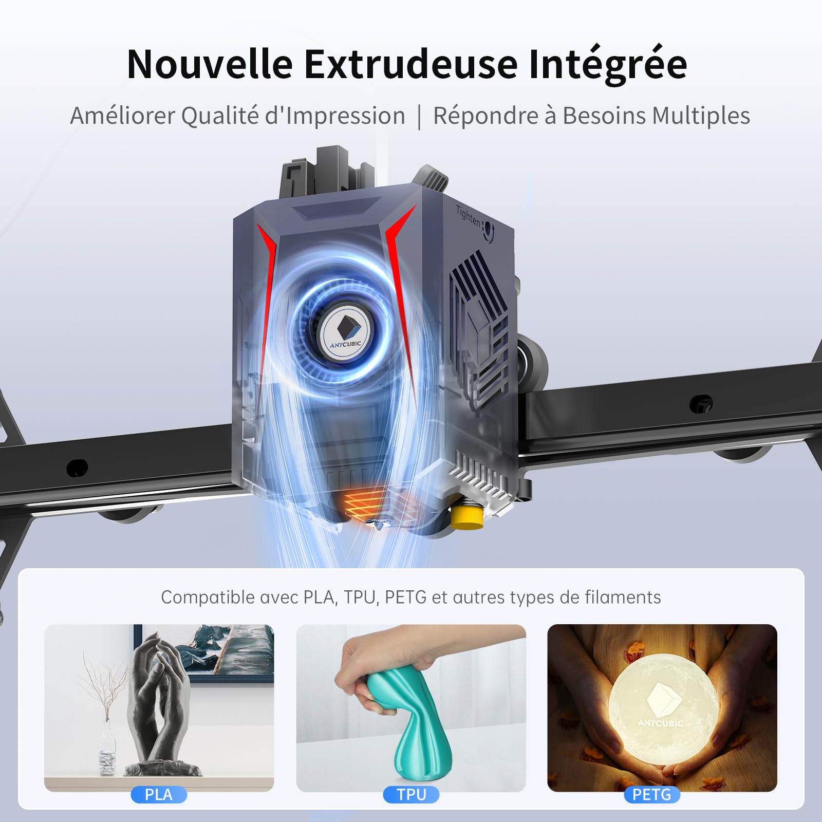 Anycubic Kobra 2 Neo Imprimante 3D, 5X Plus Rapide 250mm/s Nivellement Auto LeviQ 2.0, Z-Offset Intelligent Imprimante FDM, Impression à avec Extrudeuse Directe à Double Engrenage, 220×220×250 mm