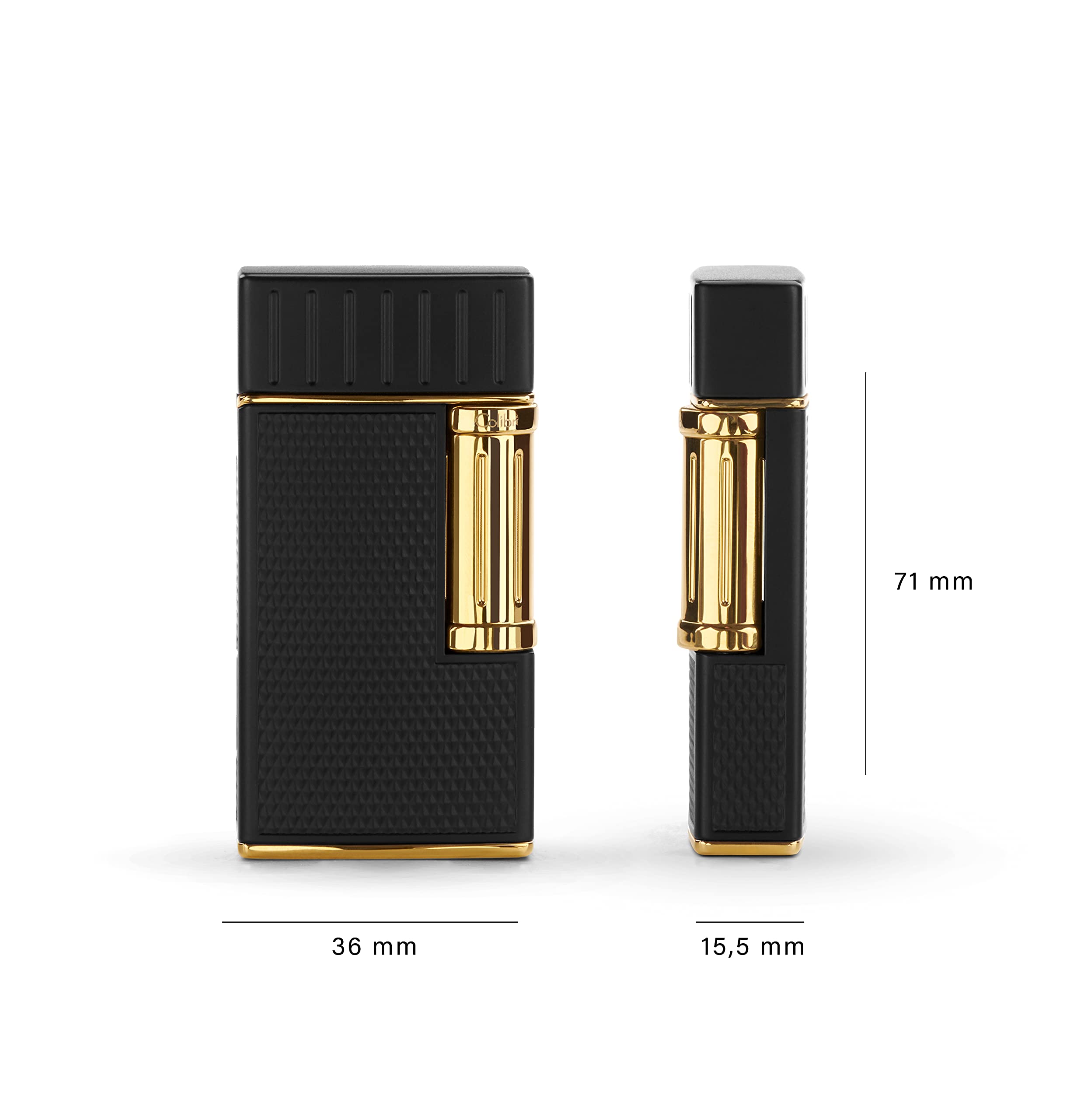 Mechero-Encendedor Colibri-Julius- en Metal Doble Llama Suave, para Cigarrillos y Puros. Recargable, Funciona con Gas butano (no Incluido), Se envía en Estuche de Regalo, Dos años de garantía.