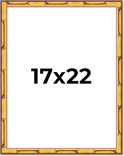 Miniatura 12 de Poster Palooza Marco de bambú dorado de 12 x 10 pulgadas de ancho, marco de madera maciza moldeado con plexiglás acrílico UV, respaldo de tablero