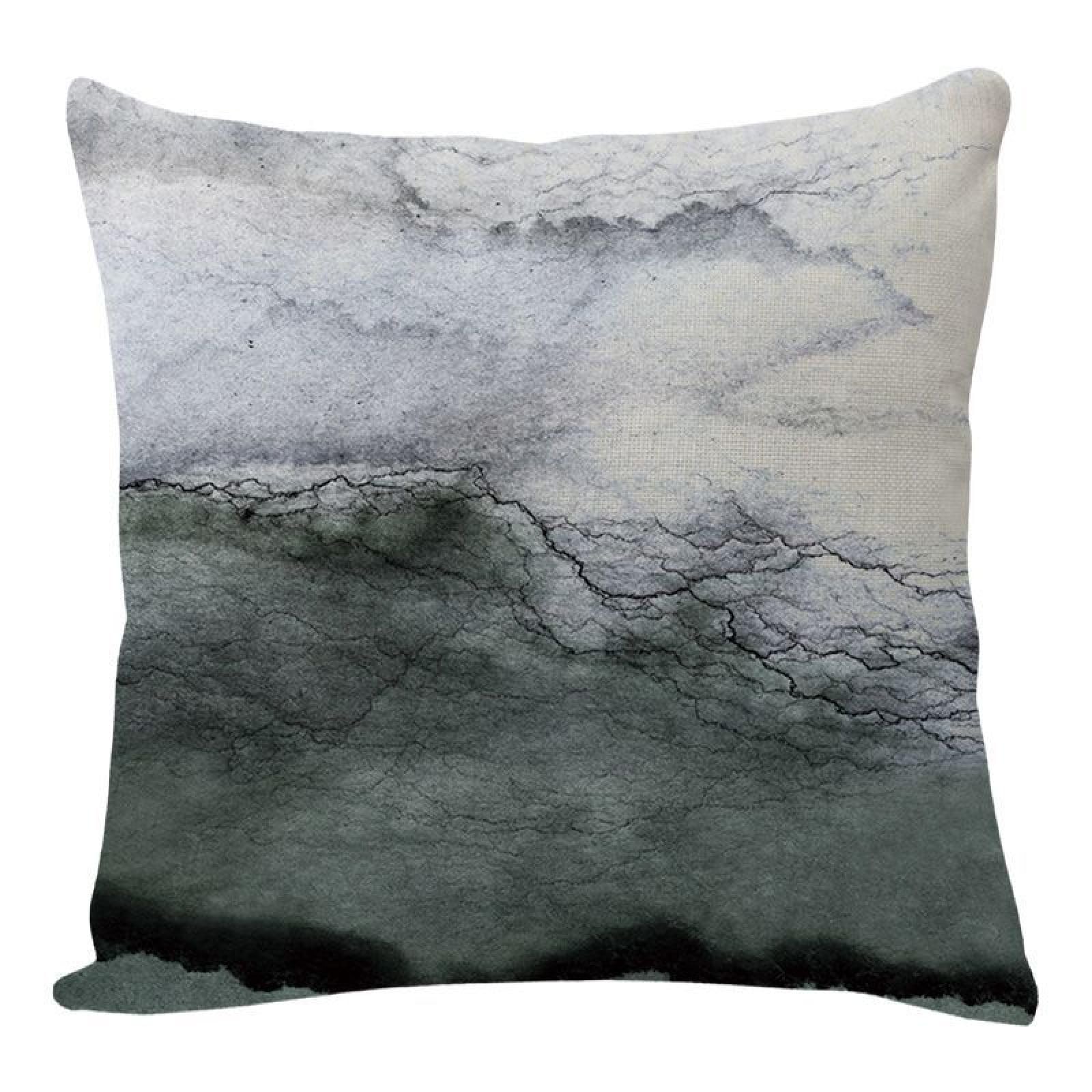 Wazylphin Cushion Covers Green Grey Pillow Cases Cotton and Linen Cushions with Covers Included Zipper Sofa Cushions Soft Pillowcase Living Room Pillow Cover Bedroom Cushion Cover 45x45cm/1 Pack