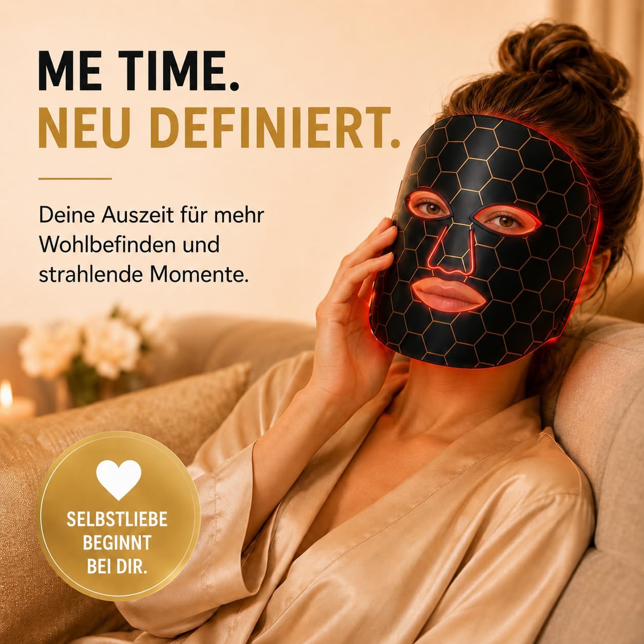 LED Gesichtsmaske Lichttherapie, Geprüfte Qualität, 7 Farben, 850nm NIR, Rotlicht für straffe Haut, Anti-Aging Beauty Maske mit Fernbedienung & Augenschutz