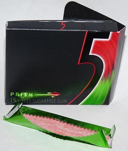 Miniatura 2 de Wrigleys 5 GUM Prism - Una goma de mascar eléctrica de sandía natural y artificial, sin azúcar, 10 quince paquetes (150 unidades de goma de prisma