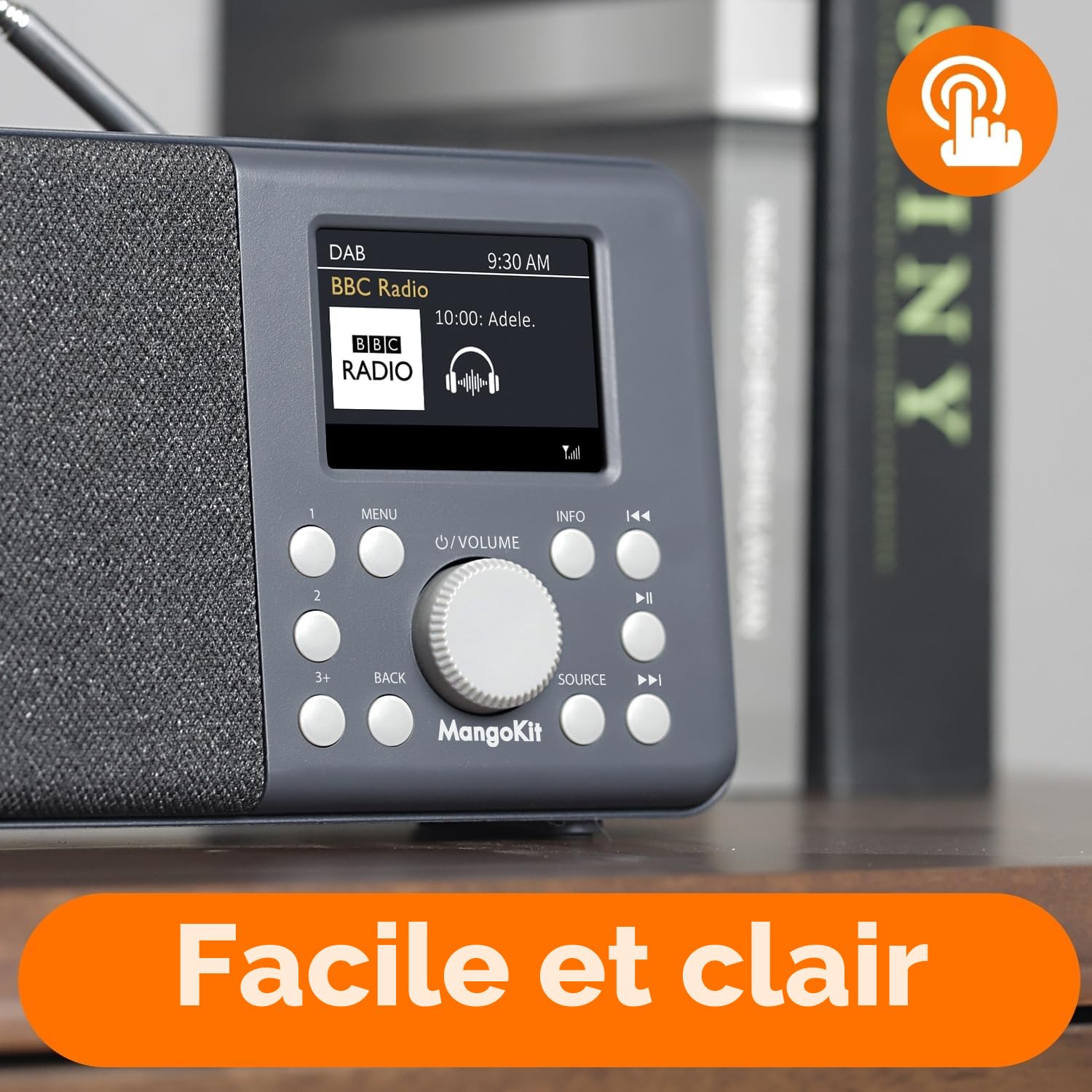 MD3 Radio Numérique Portable Dab/Dab+ et FM, Haut-Parleur Bluetooth, 40 Stations préréglées, alarmes et Horloge, Fonction Snooze, écran Couleur, Alimentation sur Piles ou sur Secteur-Charbon