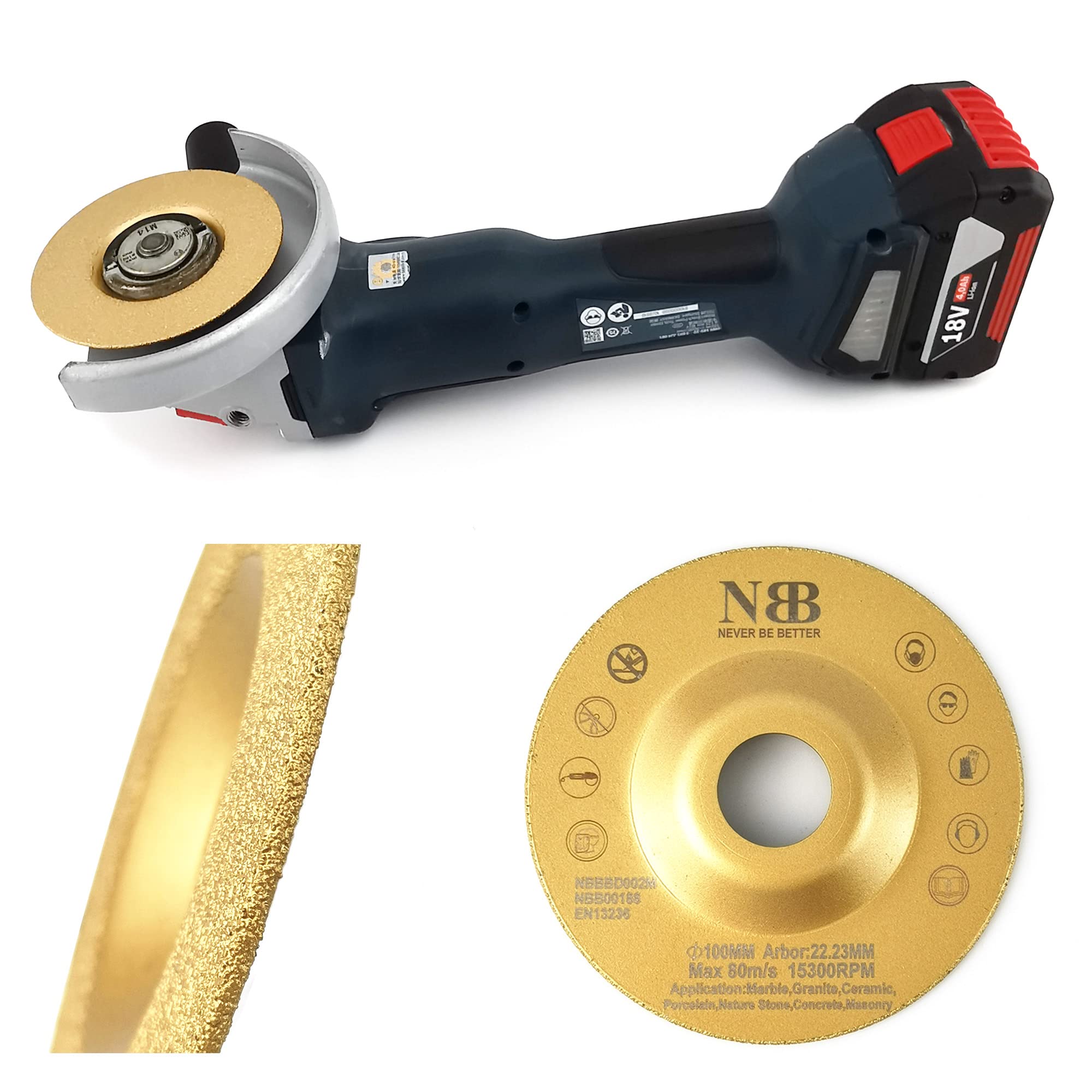 NBB Mola diamantata a tazza molatura su granito marmo ceramica piastrelle porcellana pietra muratura Metallo Vetro per macinazione a secco albero 22,23mm collegato a smerigliatrice angolare(Medio,1)