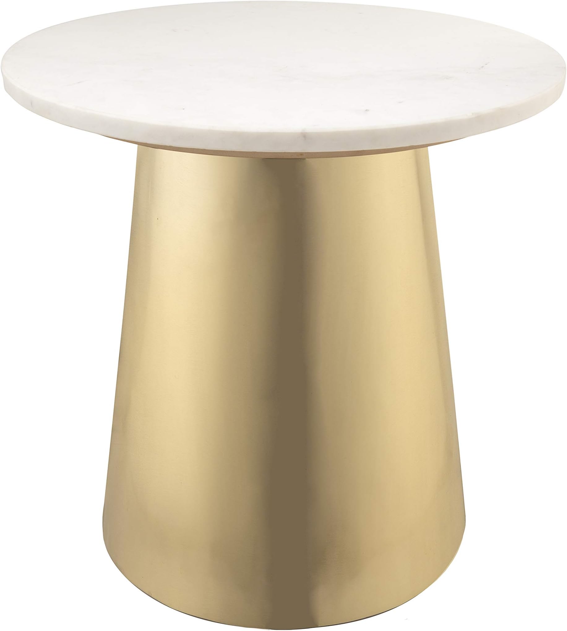 Tov FurnitureBleeker Modern Marble Side Table, 20", Gold, White