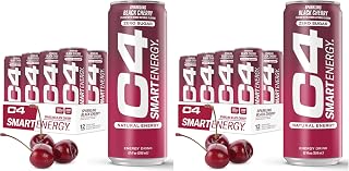 C4 Smart Energy Drink - Sugar Free Performance Fuel & Nootropic Brain Booster, Coffee Substitute or Alternative | Black Cherry 16 Oz - 24 Pack
