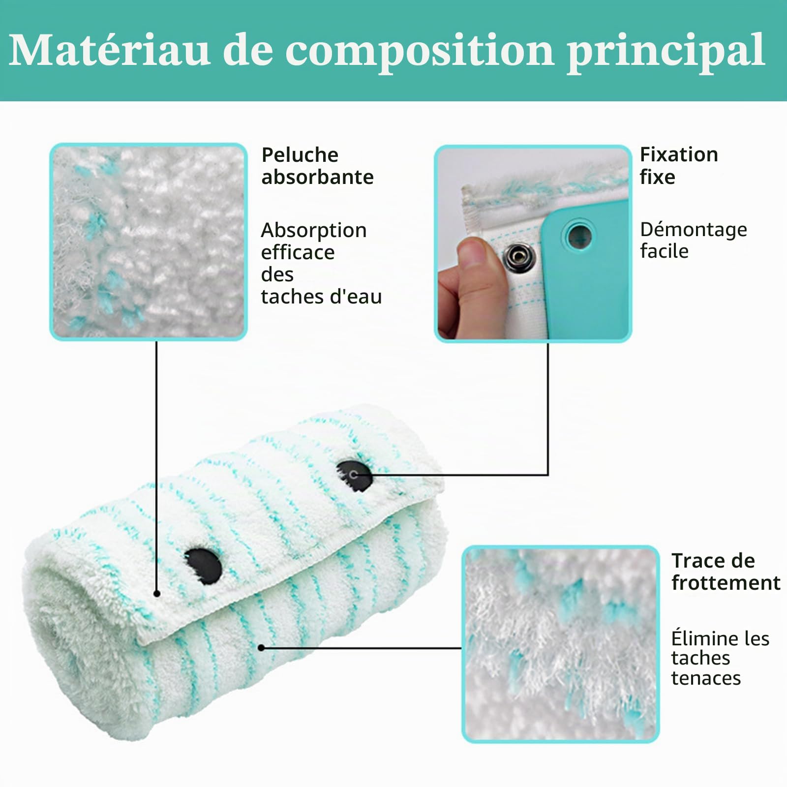 Sgizoku 6 pièces de rechange Leifheit Clean Combi Twist M Micro Duo Ensemble d'accessoires de rechange Mop fort pouvoir de nettoyage 42 x 15 cm