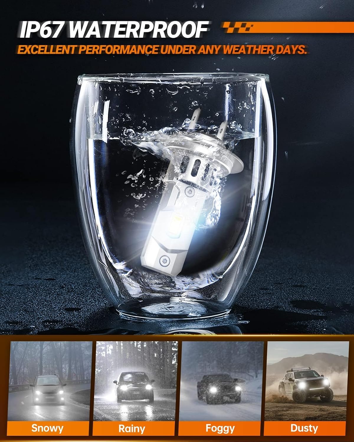 H7 Light Bulbs for Off-Road Use, Fog Lights, Powersport Bulbs with Cooling Fan, 32,000LM Super Bright Bulbs or H7 Fog Light, Plug and Play, Pack of 2
