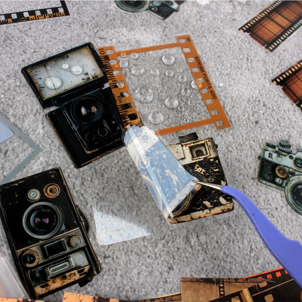 Diuhofart Zestaw do scrapbookingu w stylu vintage, 90 arkuszy, naklejki na dziennik, papier dekoracyjny, do pamiętnika, kolażu, albumu (Time Cinema)
