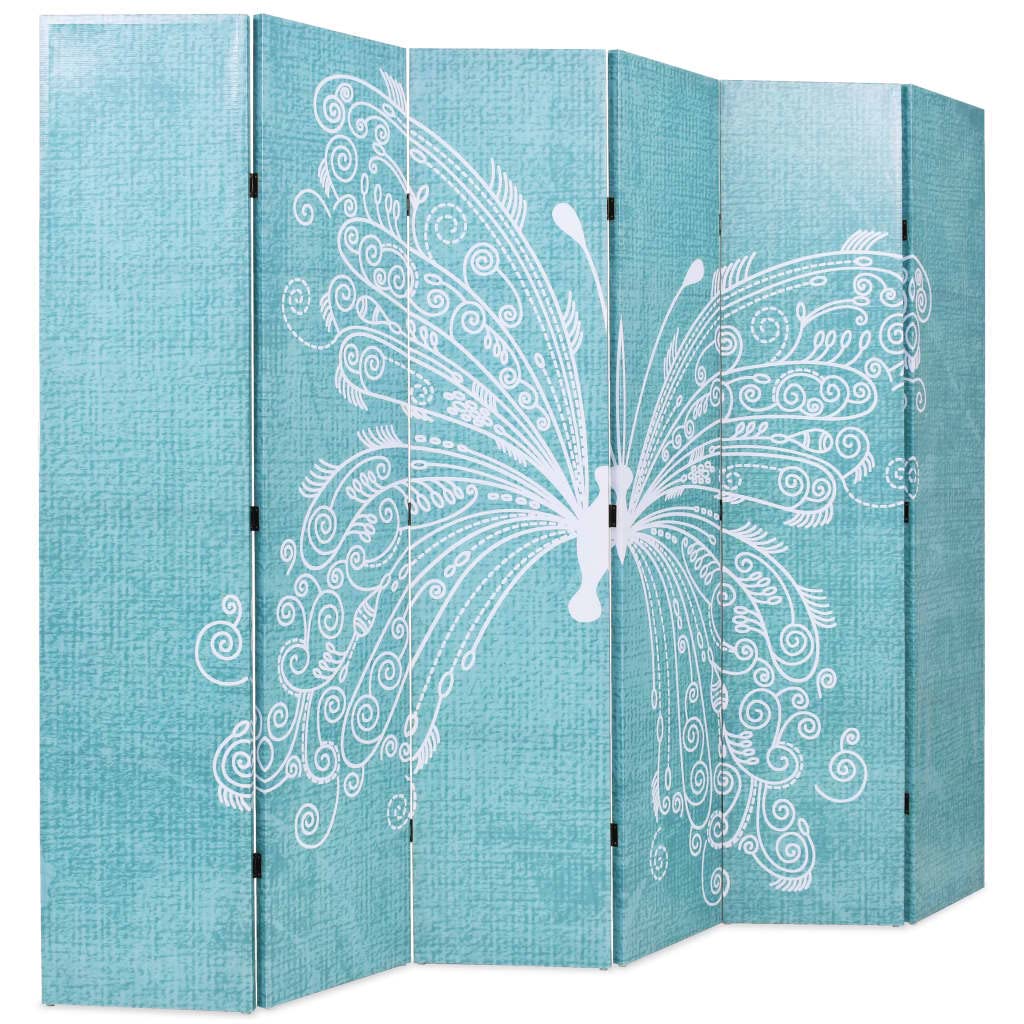 Paravent mobile pour salon et chambre avec papillon bleu