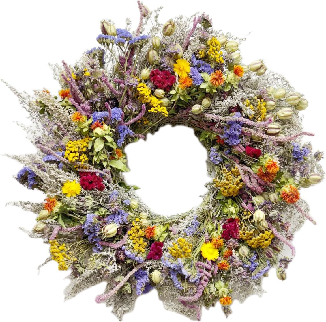 VanCortlandt Farms Natural Dried Flower Handmade Meadow Parade Wreath