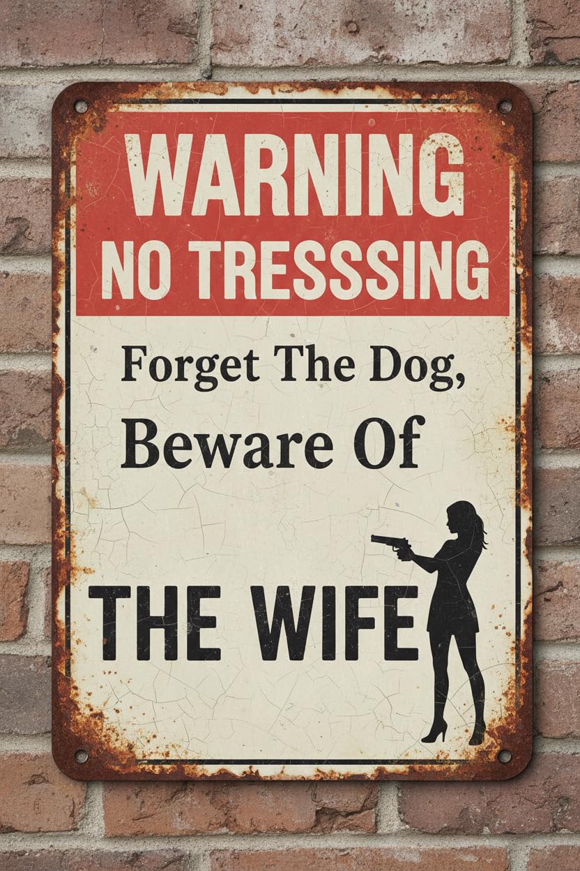 Forget The Dog Beware Of Wife Warning Retro Metal Tin Sign 12"x8" Vintage Signs Aluminum Plates Printed