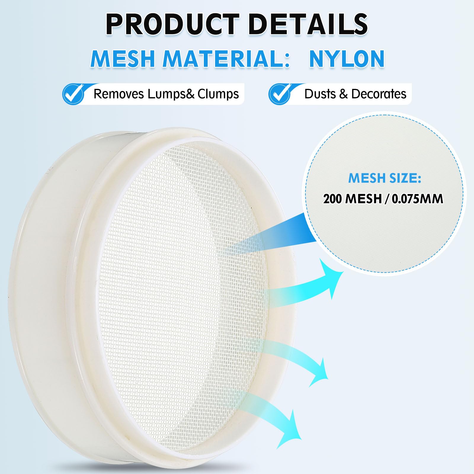 PATIKIL 200 Mesh (0,075mm) Laborsieb 7,9 Zoll (20cm) Durchmesser Sieb Nylongewebe Feines Sieb Für Industrielles Labor Haushalt Bodensieb Trockensieb Hash