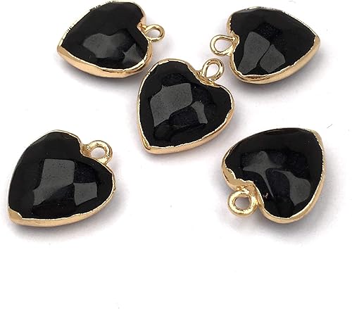 Miniatura 5 de QSLLER 8 colgantes de piedra natural en forma de corazón, sanación de chakras, reiki, amuleto a granel para hacer joyas